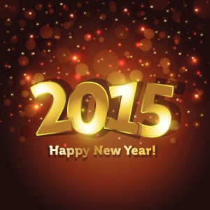 2015 Happy New Year Greeting Card With Sparking Spot Ligh